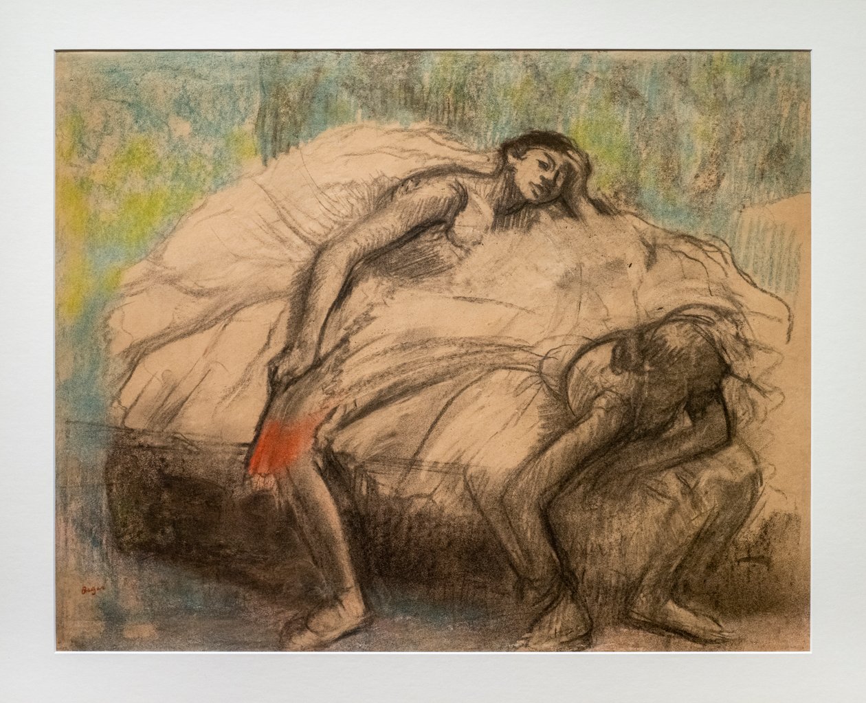 راقصان في راحة. 1890-1895. فحم ، ألوان باستيل بارزة على الورق. بواسطة إدغار ديغا