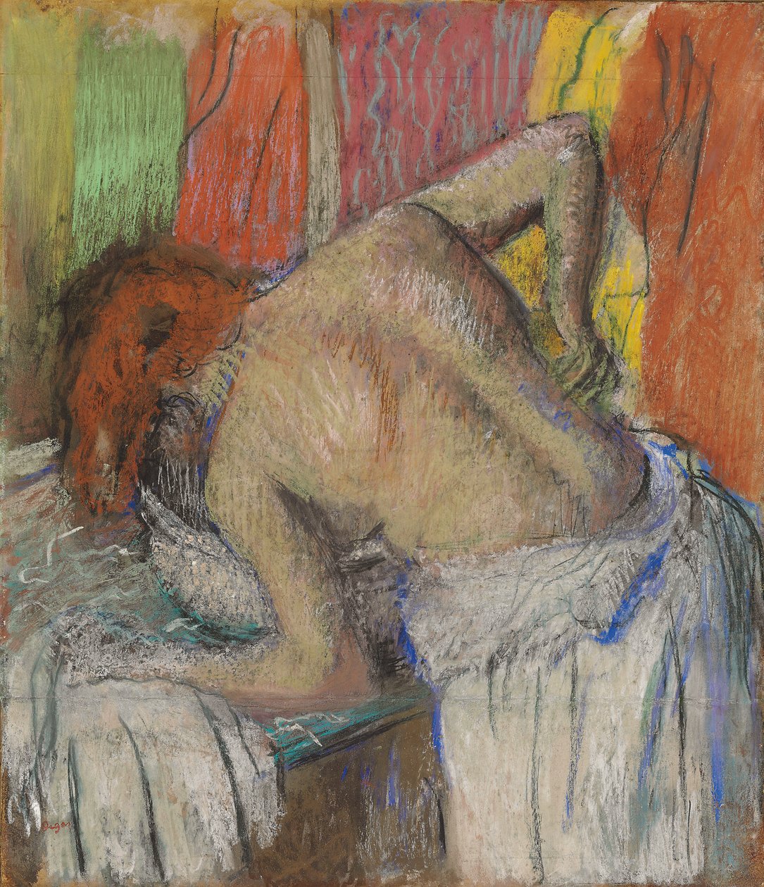 امرأة تغسل ظهرها ؛ Femme s "epongeant le dos، c.1895 بواسطة إدغار ديغا