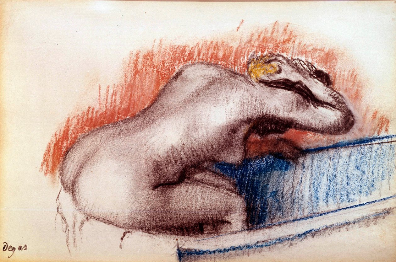 Woman washing in a bath Pastel by Edgar Degas (1834-1917) 1892 Sun. 0,31x0,47 m Paris, musee d