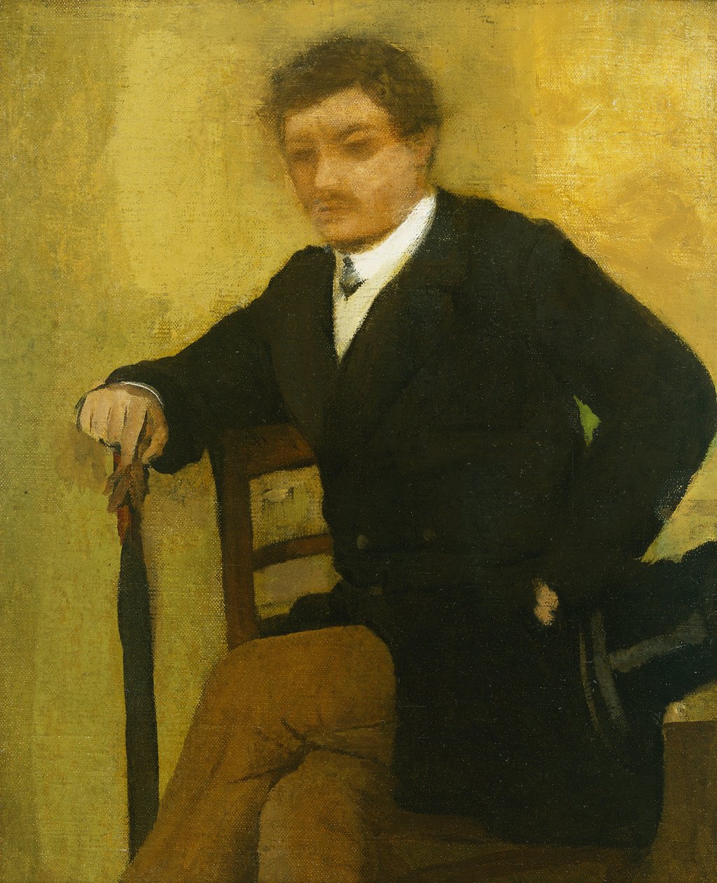 الرجل الشاب، جلسة، ب، السترة، أيضا، المظلة؛ شاب يجلس مع جاكويت ومظلة ، c.1864-1868 بواسطة إدغار ديغا