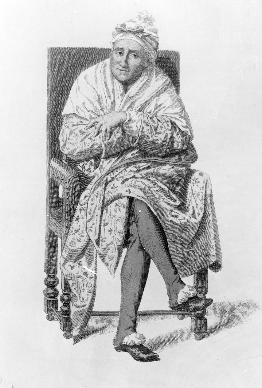 شخصية Argan في الفصل الأول من المشهد الثاني ، من "Le Malade Imaginaire" بواسطة Moliere ، محفورة بواسطة Ludwig Wolff بواسطة Edmond AF Geffroy