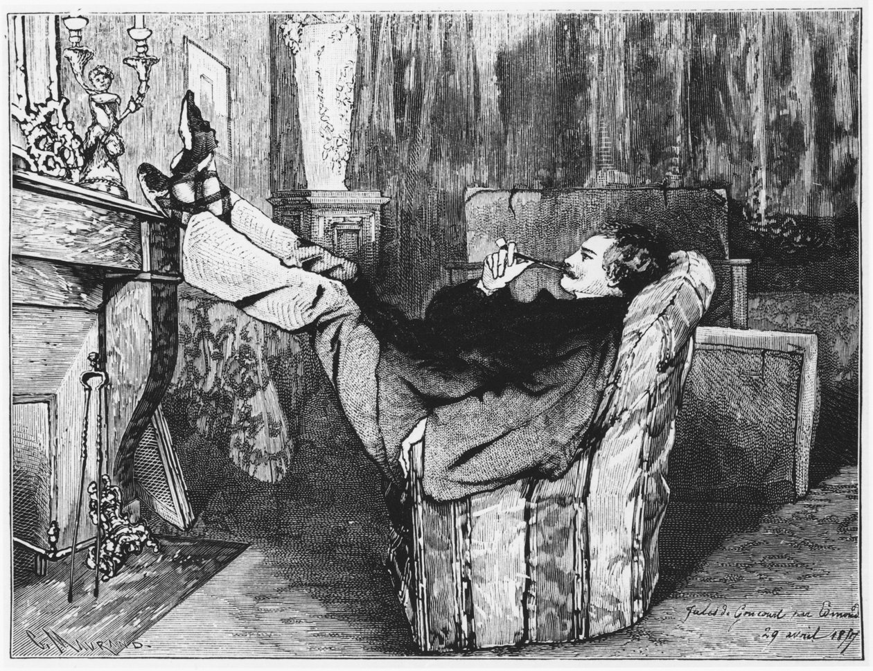 جول دي جانكورت (1830-1870) من جورنال بقلم إدموند وجولس دي جونكورت ، 29 أبريل 1857 ، محفور من قبل تشارلز موراند (وزن صورة) بواسطة إدموند دي جونكورت