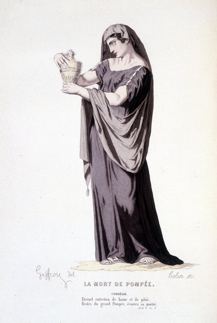 شخصية كورنيلي في المسرح المسرحي La mort de Pompee - اكتمال المسرح: (خلاصة وافية لمسرحيات Corneille) رسمها Geffroy ، نقش Colin - ed. لابلاس ، سانشيز إت سي ، باريس 1884 بواسطة إدموند إيمي فلورنتين جيفروي