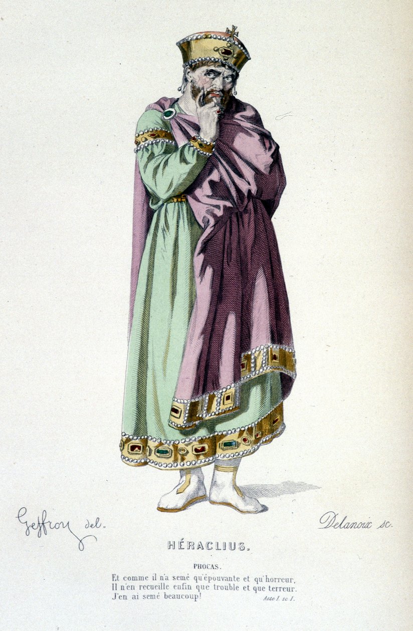 شخصية Phocas في تراجيديا Heraclius - Full Theatre: (مجموعة مسرحيات Corneille) رسمها Geffroy ، نقش Delanoix - ed. لابلاس ، سانشيز إت سي ، باريس 1884 بواسطة إدموند إيمي فلورنتين جيفروي