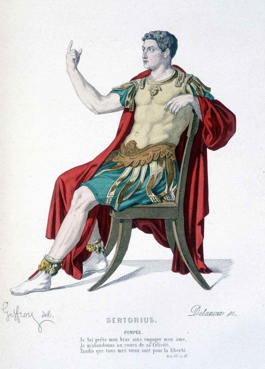 شخصية بومبي في مسرحية Sertorius - Full Theatre: (مجموعة مسرحيات Corneille) رسمها Geffroy ، نقش Delanoux - ed. لابلاس ، سانشيز إت سي ، باريس 1884 بواسطة إدموند إيمي فلورنتين جيفروي