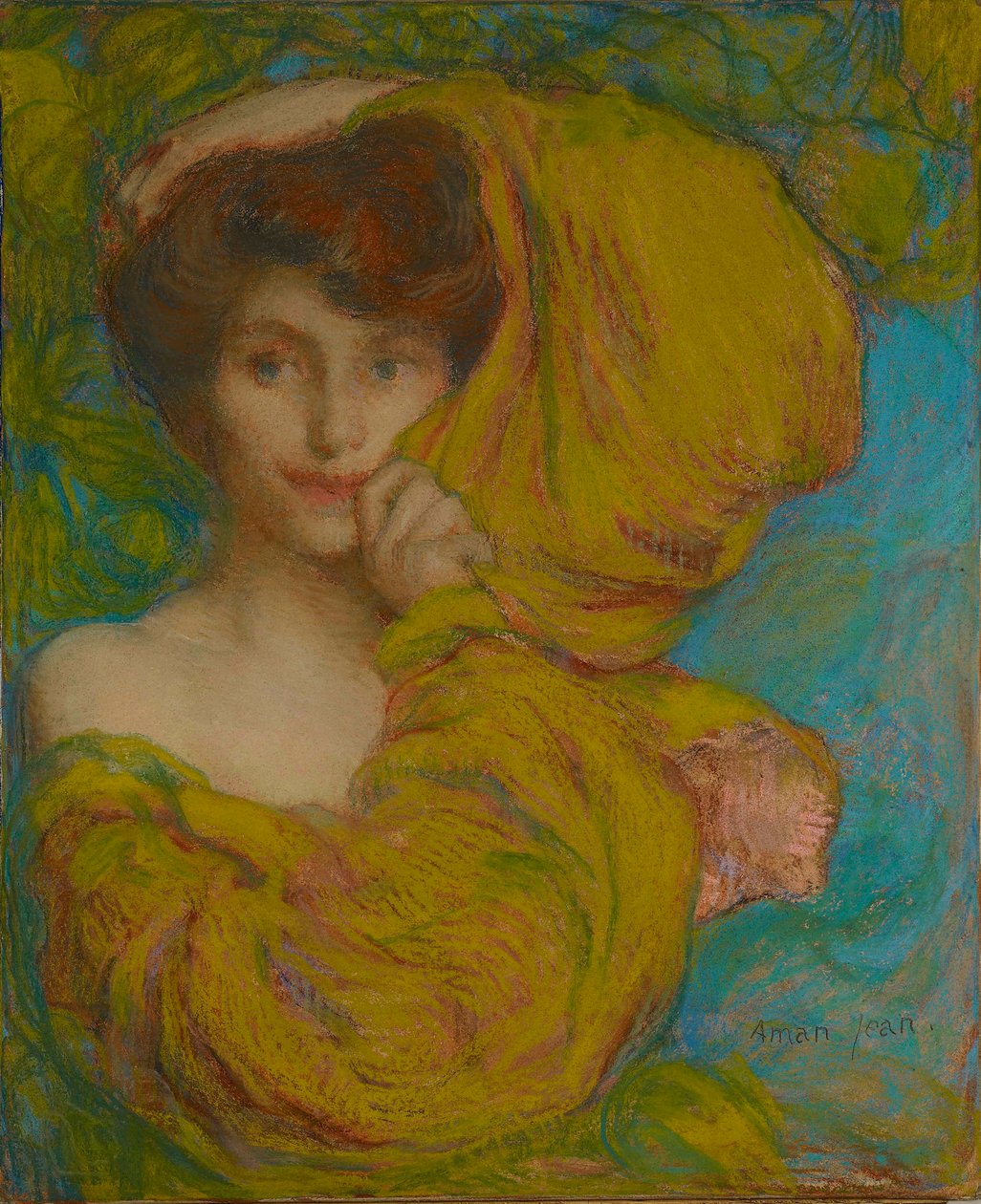 شابة ذات وشاح أصفر ، ج. 1900. بواسطة إدموند فرانسوا أمان جان