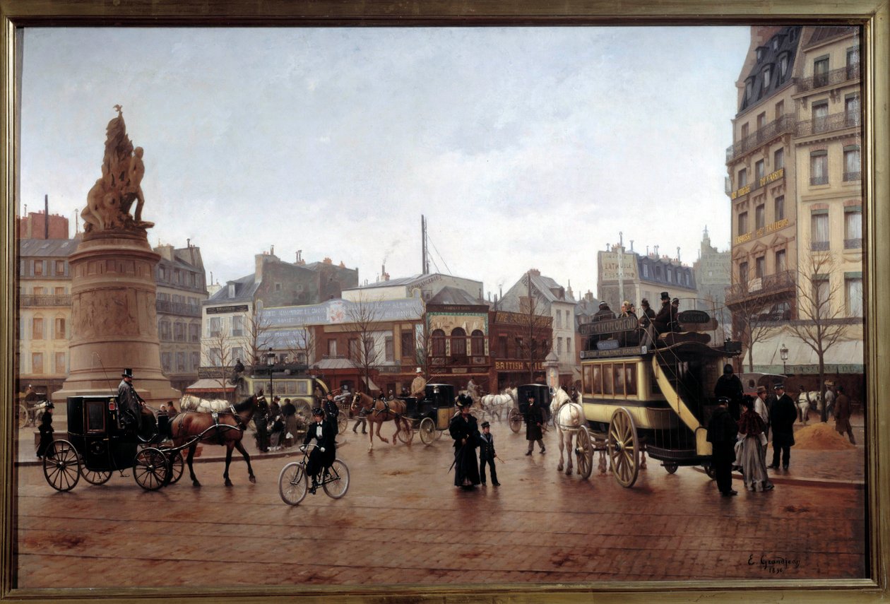 منظر لمكان كليشي في عام 1896 لوحة رسمها إدموند جراندجين (1844-1908) 1896 صن. 0،85x1،3 م باريس ، متحف كارنافالي بواسطة إدموند جورج جراندجين