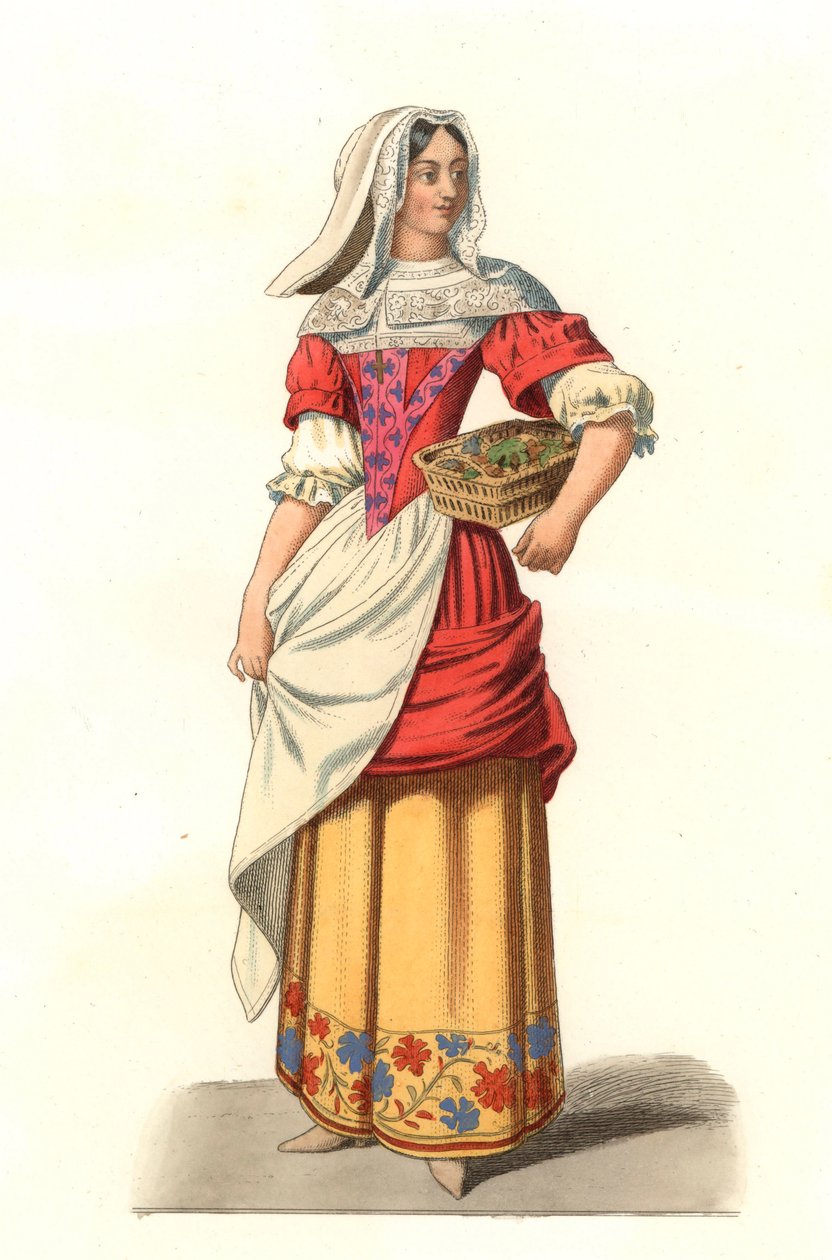French peasant 17th century, from an engraving by Jean Saint Jean - Lithography from an illustration by Edmond Lechevallier-Chevignard (1825-1902), from “Costumes historiques des 16th بواسطة ادمون ليتشيفالييه شيفينارد