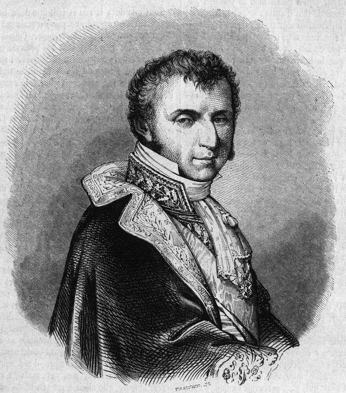 صورة لنيكولا فرانسوا مولين (1758-1850) ، سياسي فرنسي. نقش شيفينارد في "" Le Magasin Picturesque "" بواسطة ادمون ليتشيفالييه شيفينارد