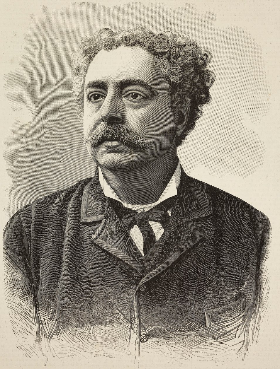 صورة إدموندو دي أميسيس (1846-1908) ، مؤلف إيطالي ، نقش بواسطة إي مانكاستروببا من الصورة بواسطة Schemboche من L