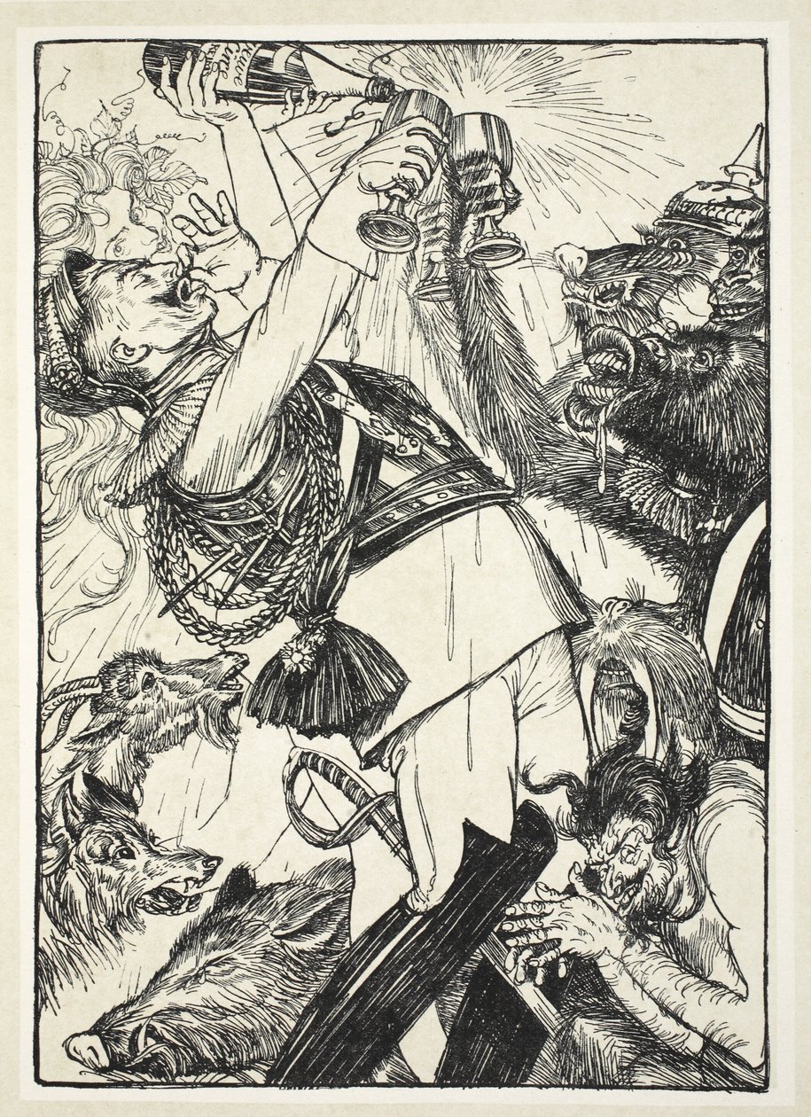 نبيذ Circe و Comus البروسي ، رسم توضيحي من جارلاند القيصر بواسطة إدموند ج.سوليفان ، حانة. 1916 بواسطة ادموند جوزيف سوليفان