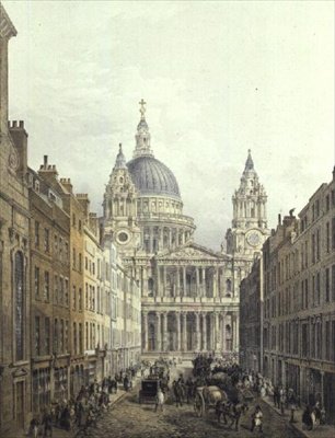 كاتدرائية القديس بولس ، تطل على Ludgate Hill ، حانة. 1852 بواسطة LLoyd Bros. & Co. (aquatint) بواسطة ادموند (بعد) ووكر