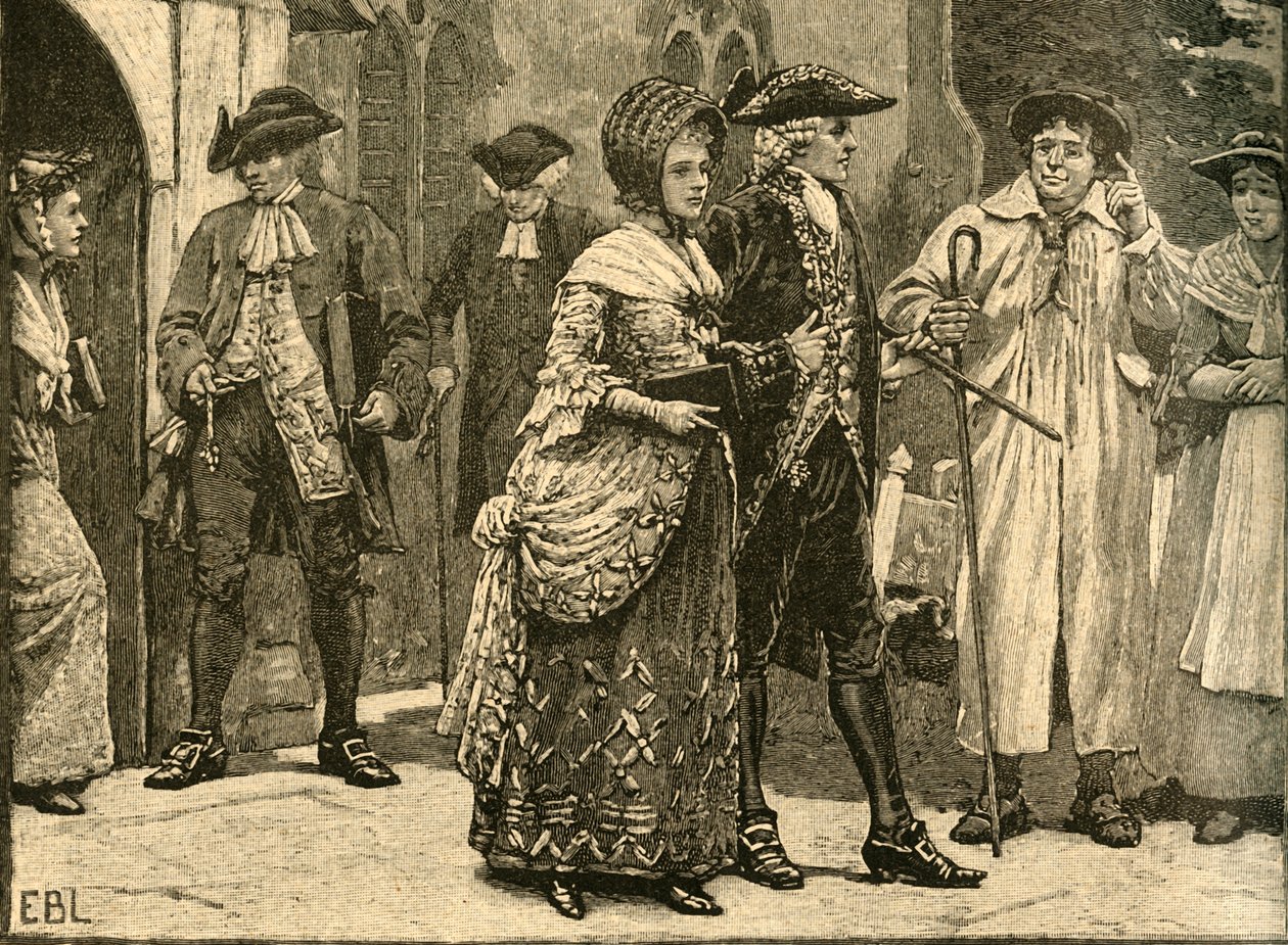 الأزياء في بداية عهد جورج الثالث ، في وقت مبكر 1760s c1890. بواسطة ادموند بلير لايتون