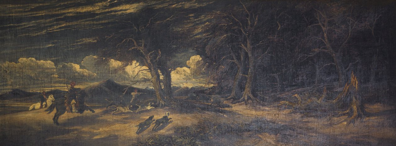 Wild Boar Hunt في Xanthus في Lycia ، حوالي 1845 (زيت على قماش) بواسطة إدموند ج. مولر