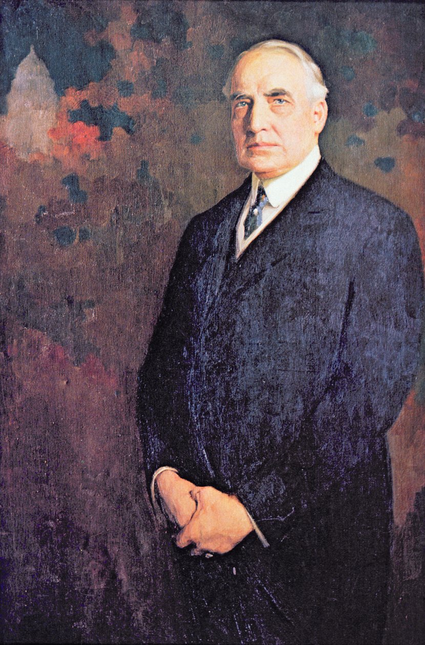Warren G. Harding (1865-1923) (colour litho) بواسطة إدموند هودجسون سمارت