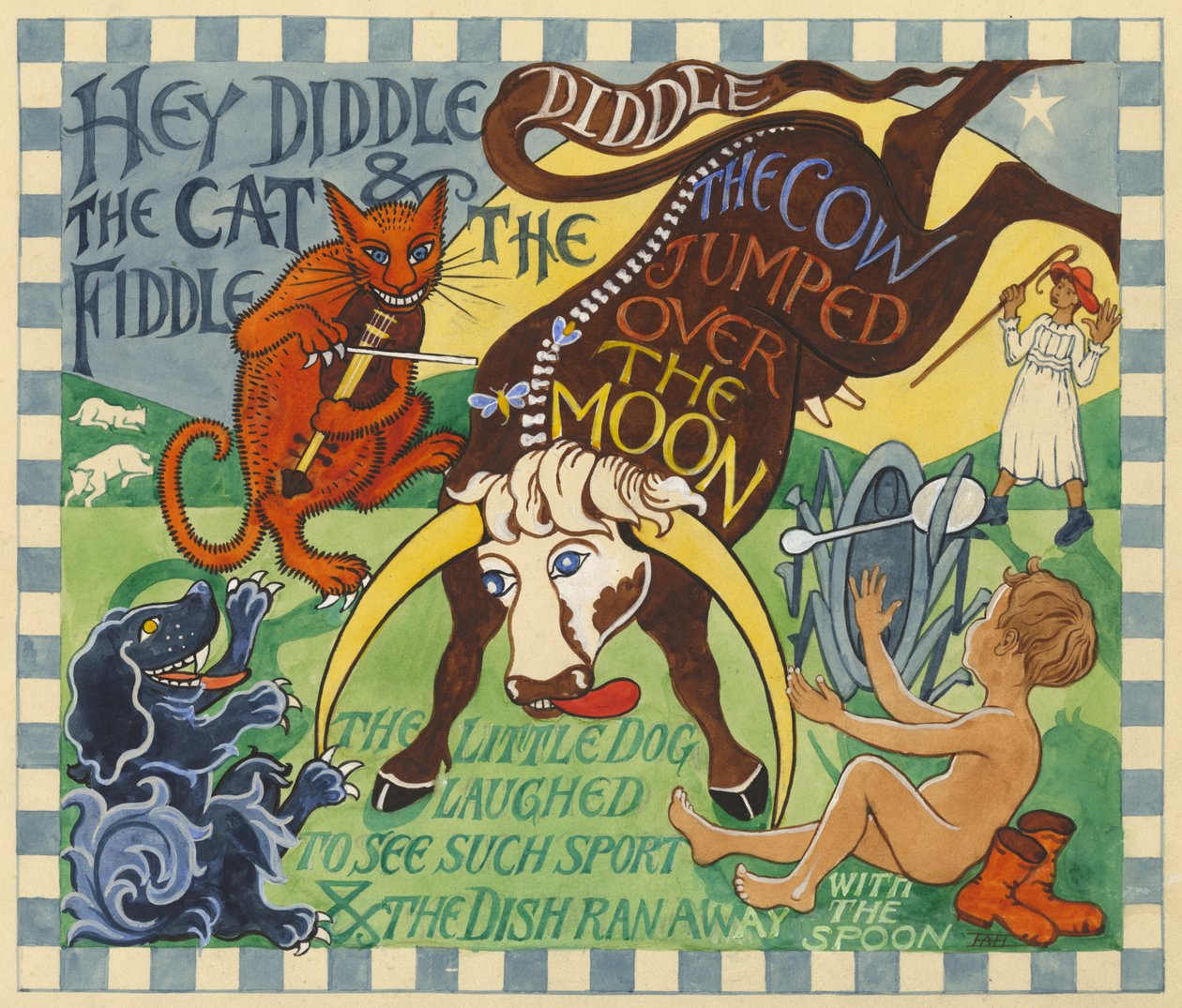 Hey Diddle Diddle، c.1935 (غواش على ورق) بواسطة ادموند هنتر