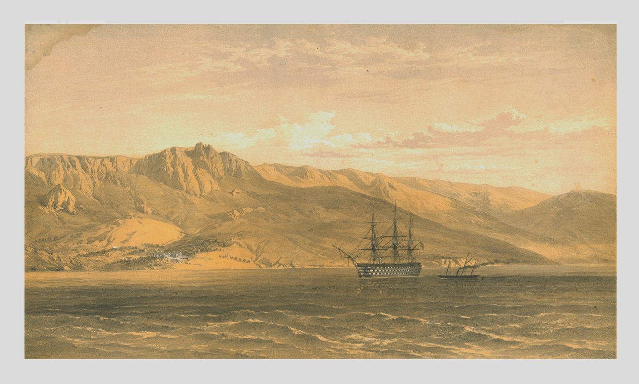 قصر الأمير Woronzoffs بالقرب من يالطا على الساحل الجنوبي لشبه جزيرة القرم ، 1854 ، 1855. بواسطة إدموند ووكر