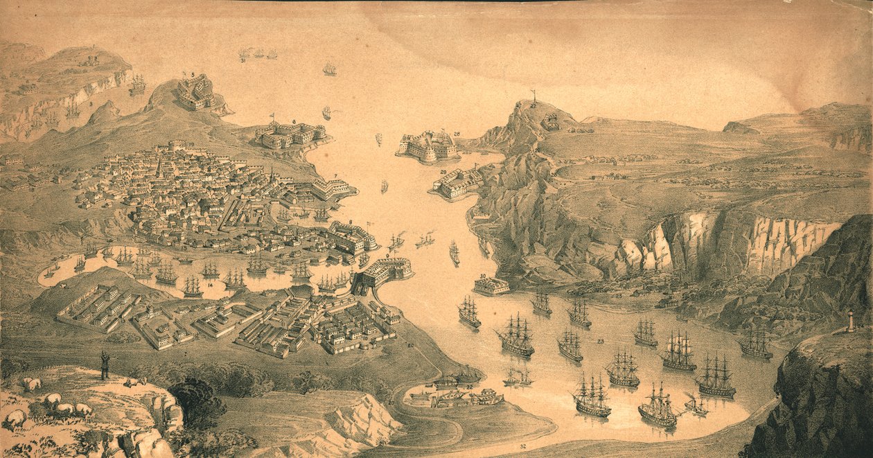 مدينة وحصن ومرافئ سيباستوبول 1854 بواسطة إدموند ووكر