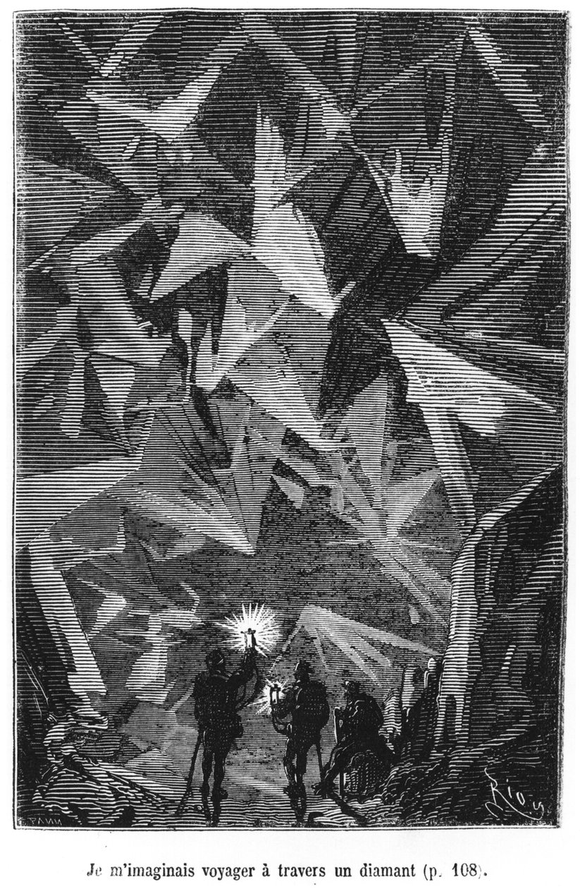 رسم توضيحي من "رحلة إلى مركز الأرض" لجول فيرن (1828-1905) ، منقوش بواسطة Pannemaker ، نشره J. Hetzel بواسطة إدوارد ريو