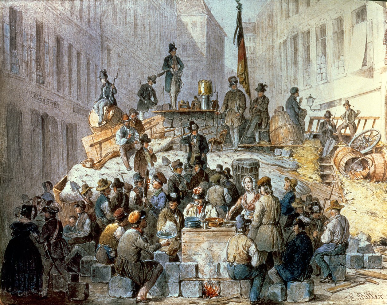 الحواجز في Marzstrasse ، فيينا ، 1848 بواسطة إدوارد ريتر