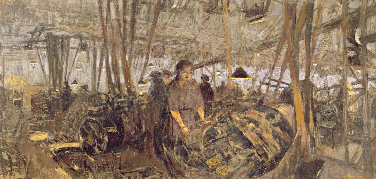 داخل مصنع للذخائر: The Forge ، 1916-17 (تمبرا على قماش) بواسطة إدوارد فويلارد