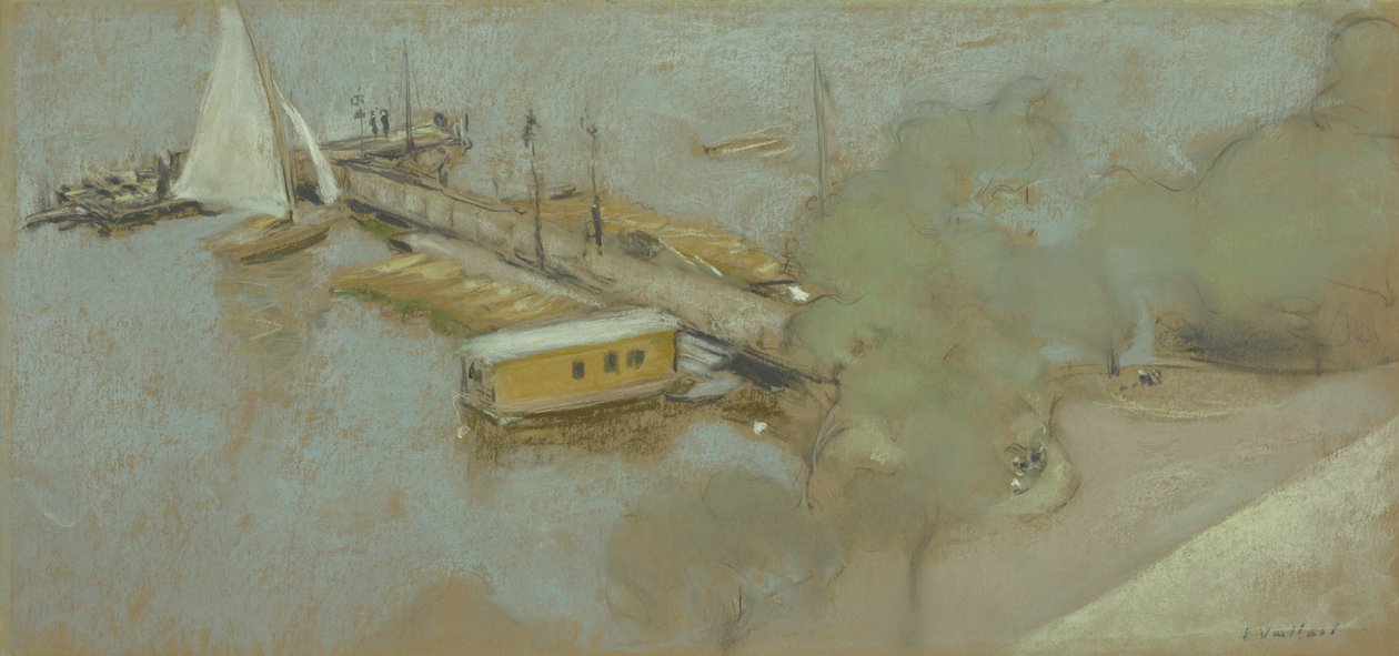 رصيف على Aussenalster ، 1913 (باستيل على البطاقة) بواسطة إدوارد فويلارد