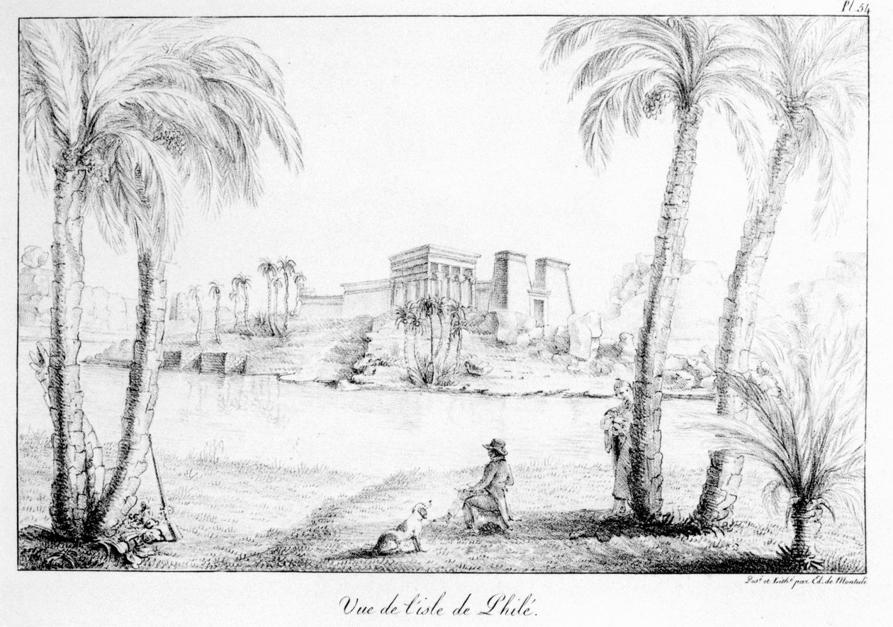 جزيرة فيلة ، من مجموعة خرائط ومناظر الرحلة إلى أمريكا وإيطاليا وصقلية ومصر 1816- 2121 للفنان بواسطة إدوارد دي مونتولي