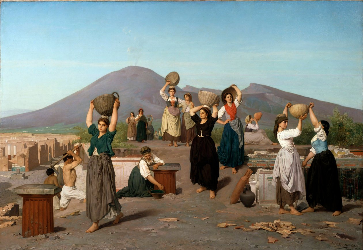 Scene of excavations in Pompei Painting by Edouard Sain (1830-1910) 1865 Sun. 1,2x1,72 m Paris, musee d