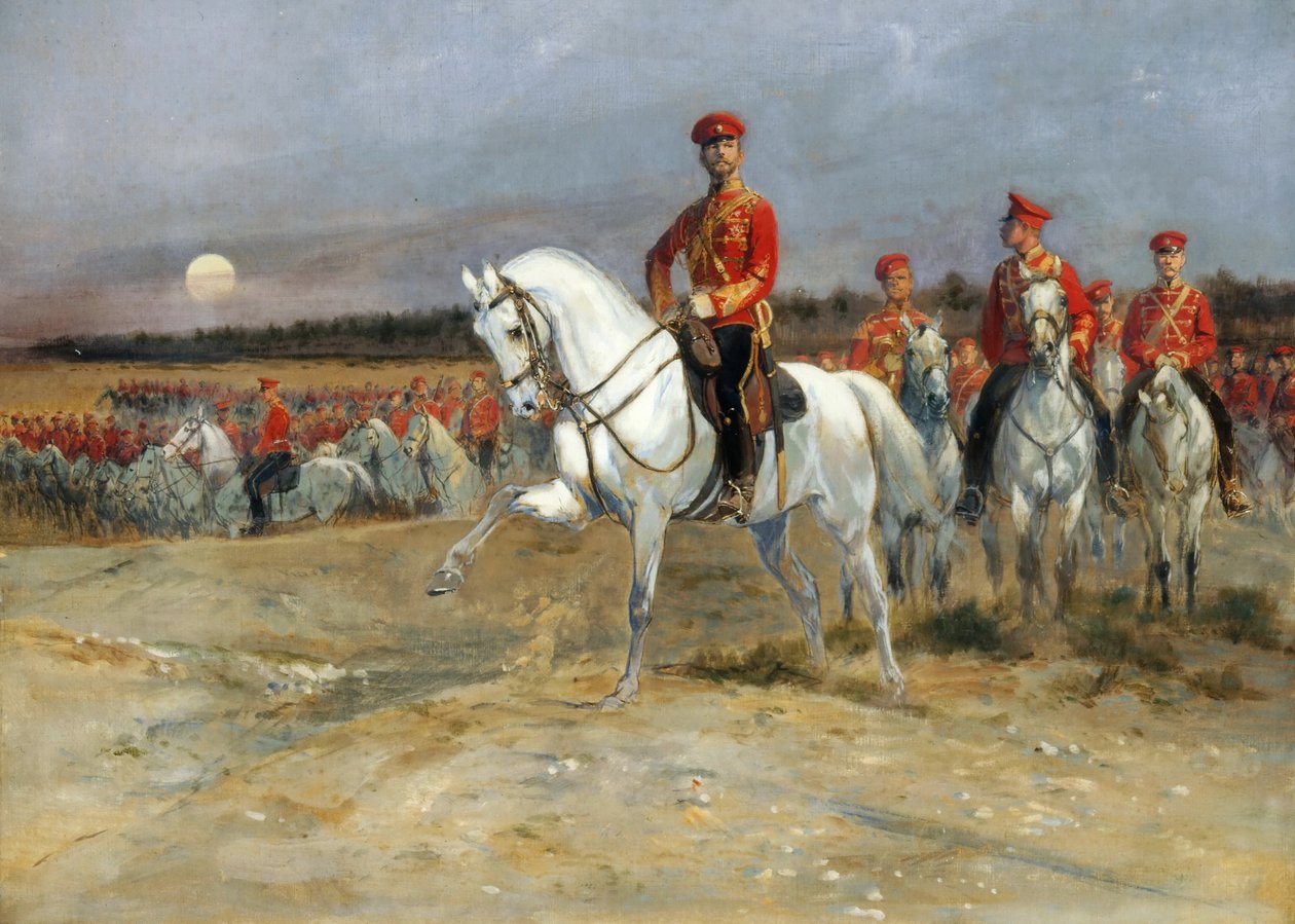 Tsarevich Nicholas مراجعة القوات بواسطة جان بابتيست إدوارد التفاصيل