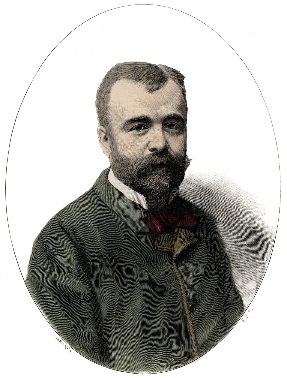 صورة شخصية لإرنست لافيس (1842-1922) ، مؤرخ وأكاديمي فرنسي - نقش بواسطة نافيلييه في "مجلة لامعة" عام 1892 بواسطة إدوارد فيليسيان يوجين نافيلييه
