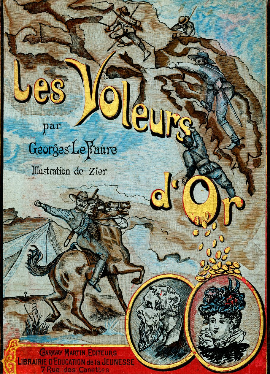 غلاف رواية مغامرات: Les Thieves d'or ، أواخر القرن التاسع عشر وأوائل القرن العشرين (نقش) بواسطة إدوارد فرانسوا زير