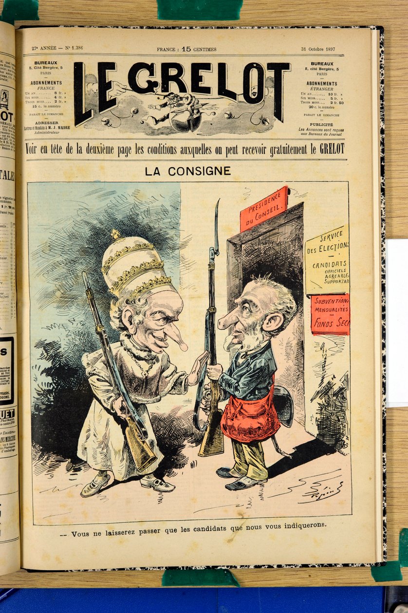 Cover of “” Le Grelot””, number 1386, Satirique en Couleurs بواسطة إدوارد غيلومين بيبين