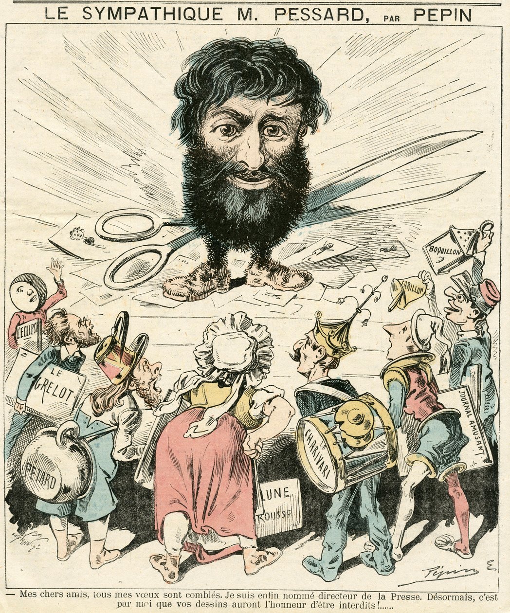 غلاف "" Le Grelot "" ، رقم 356 ، Satirique en Couleurs بواسطة إدوارد غيلومين بيبين