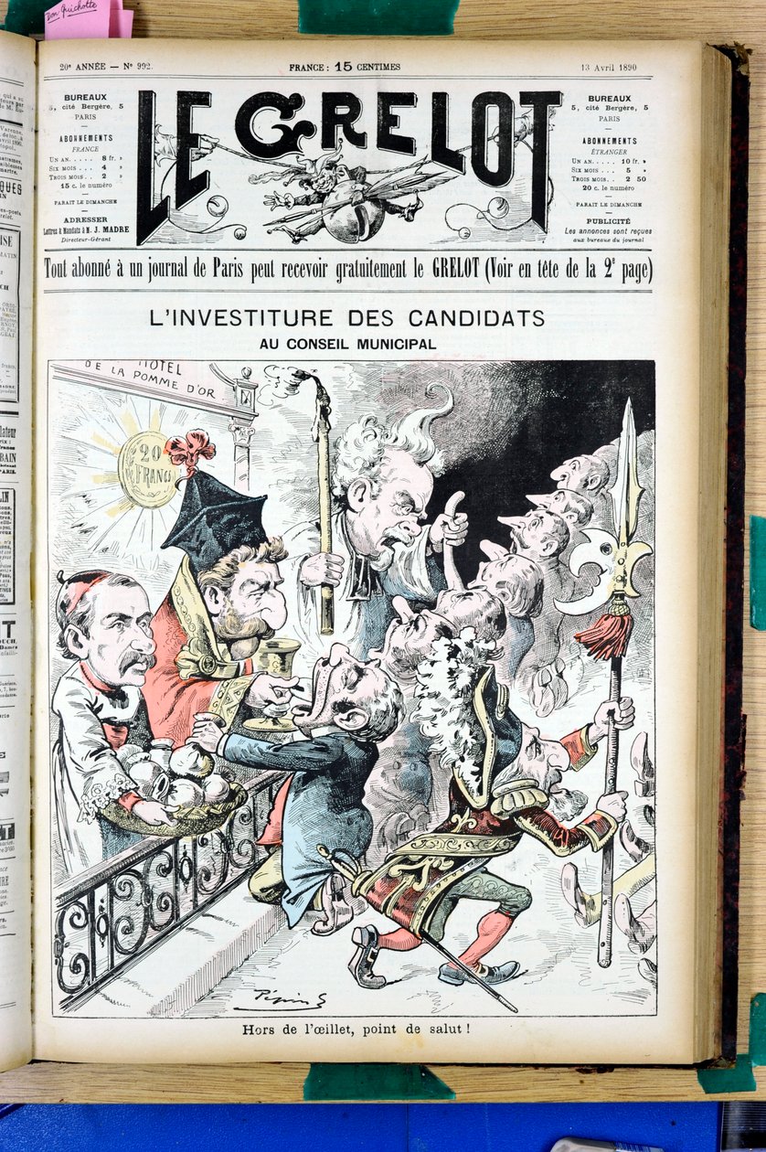 Cover of “” Le Grelot””, number 992, Satirique en N & B بواسطة إدوارد غيلومين بيبين