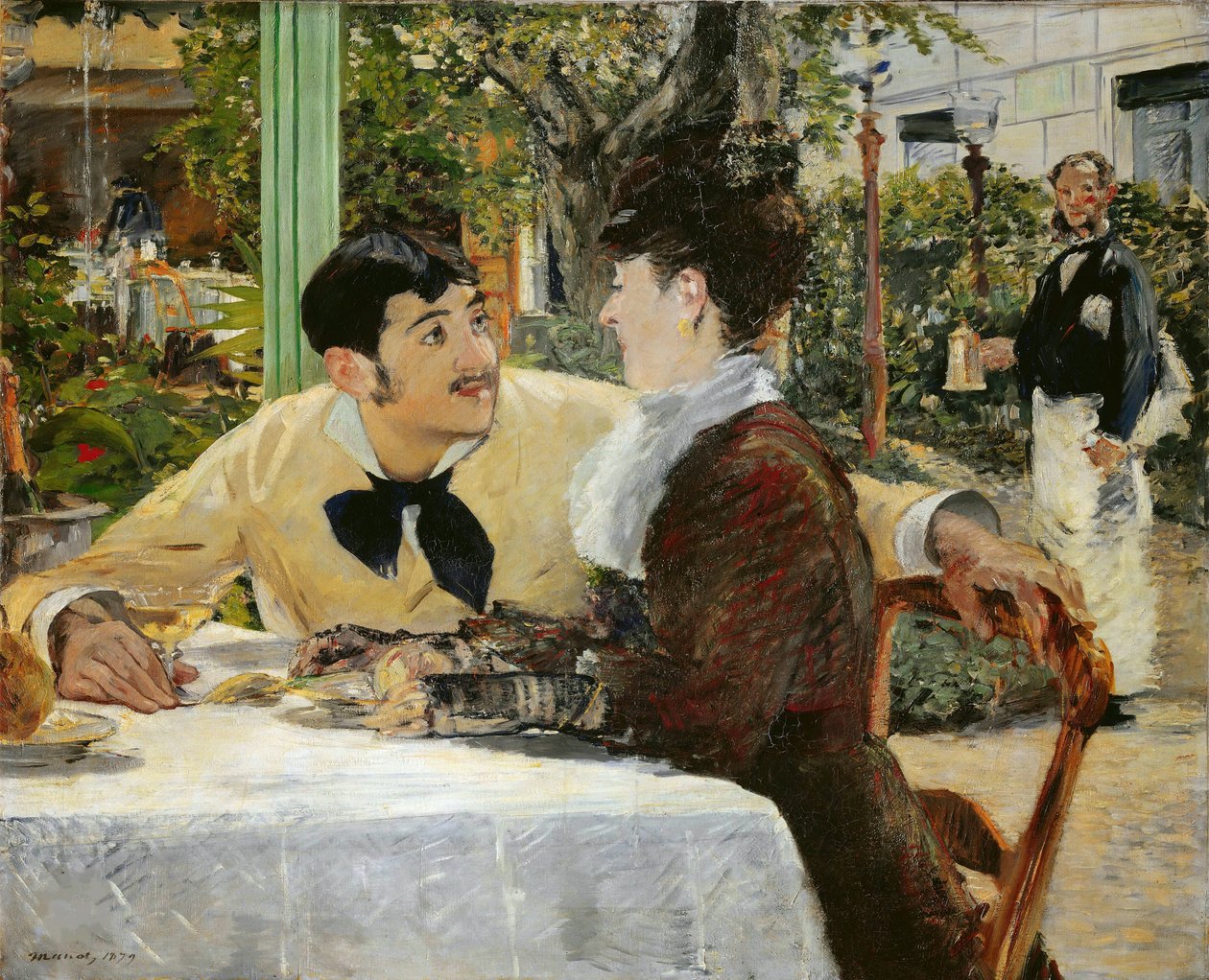 في مطعم Père Lathuille Restaurant Chez le père Lathuille ، في الهواء الطلق ، 1879. بواسطة إدوارد مانيه