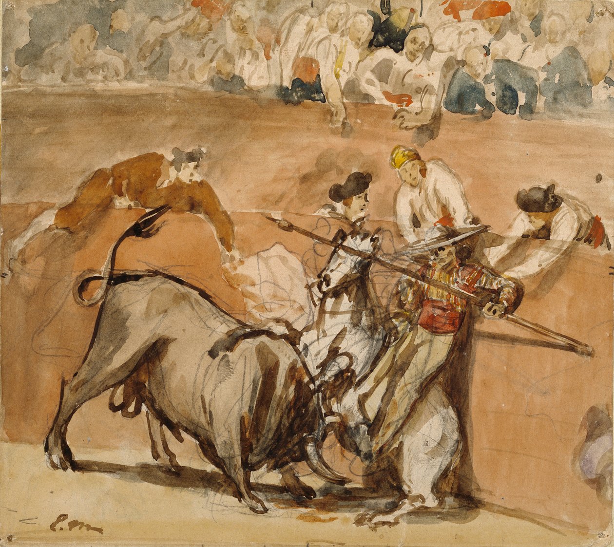 مصارعة الثيران ، 1865 (ألوان مائية فوق الجرافيت) بواسطة إدوارد مانيه