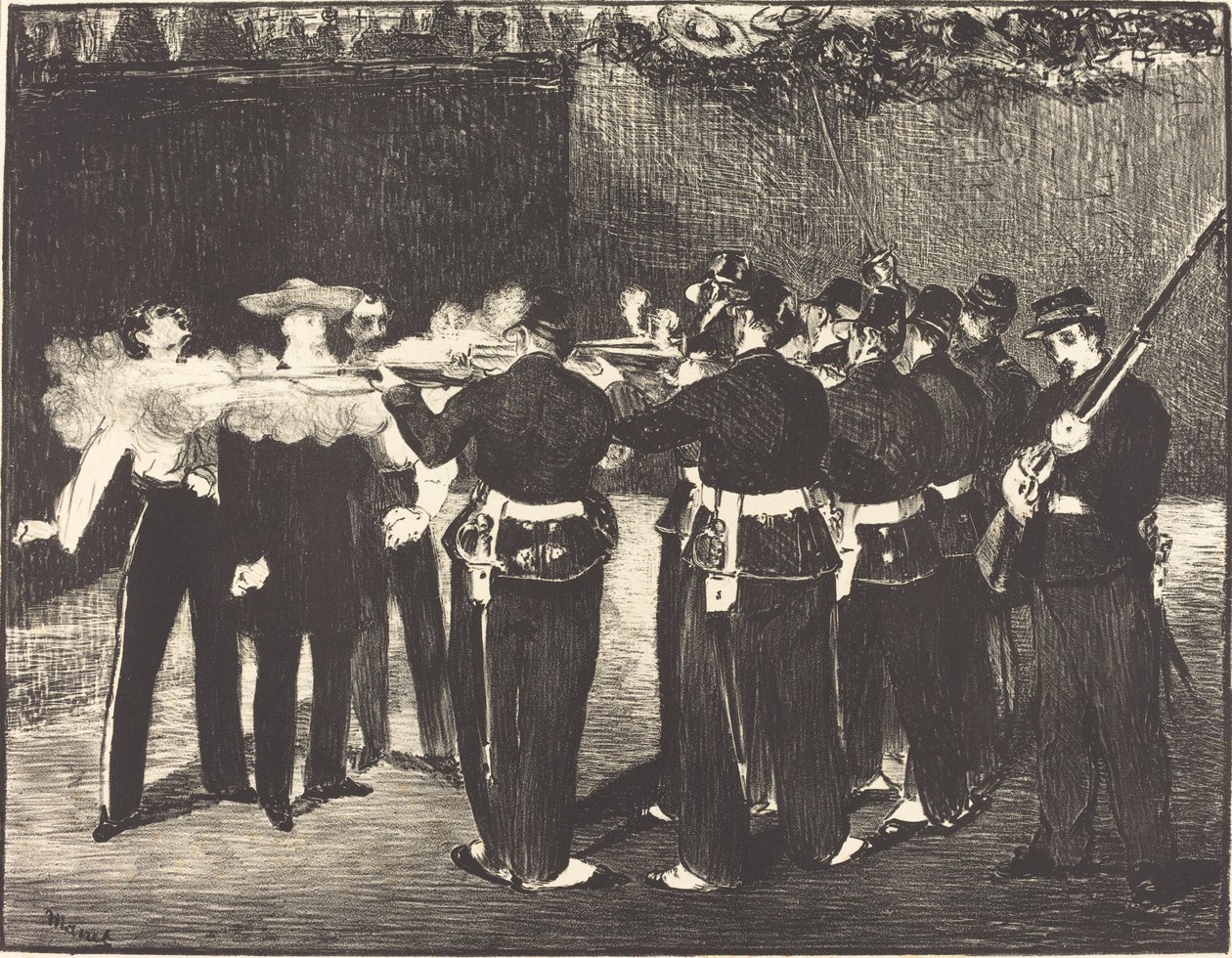 وفاة ماكسيميليان في Queretaro L'execution de Maximilien ، ١٨٦٧. بواسطة إدوارد مانيه