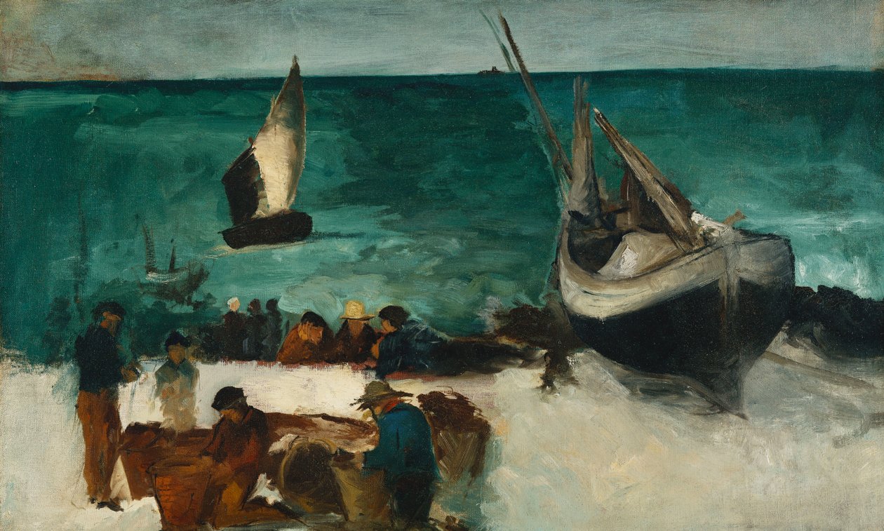 قوارب الصيد والصيادين ؛ Marine a Berck: قوارب الصيد والصيادين ، 1873 بواسطة إدوارد مانيه