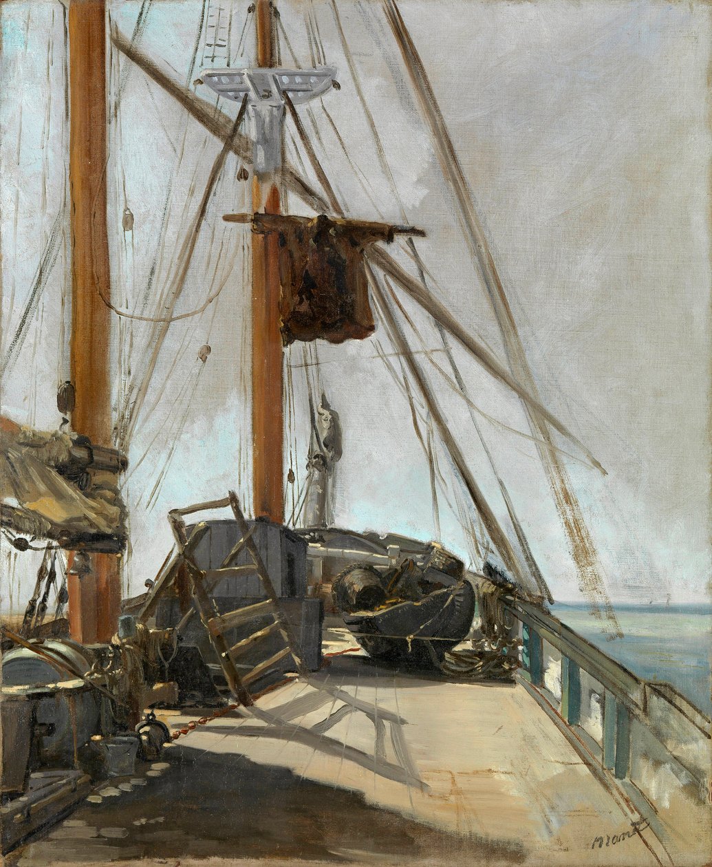 "سطح القارب" - لوحة رسمها إدوارد مانيه (1832-1883) ، حوالي عام 1860 ، زيت على قماش - سطح السفينة - لوحة زيتية على قماش رسمها إدوارد مانيه (1832-1883) ، حوالي 1860 - 56.4 × 47 سم - معرض فيكتوريا الوطني ، ملبورن بواسطة إدوارد مانيه