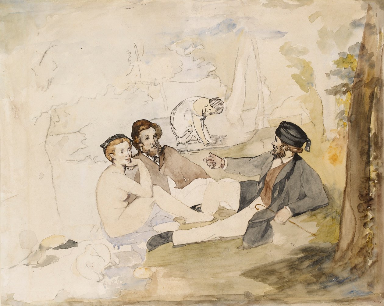 نزهة في مأدبة غداء خشبية على العشب ، 1862-1863. بواسطة إدوارد مانيه