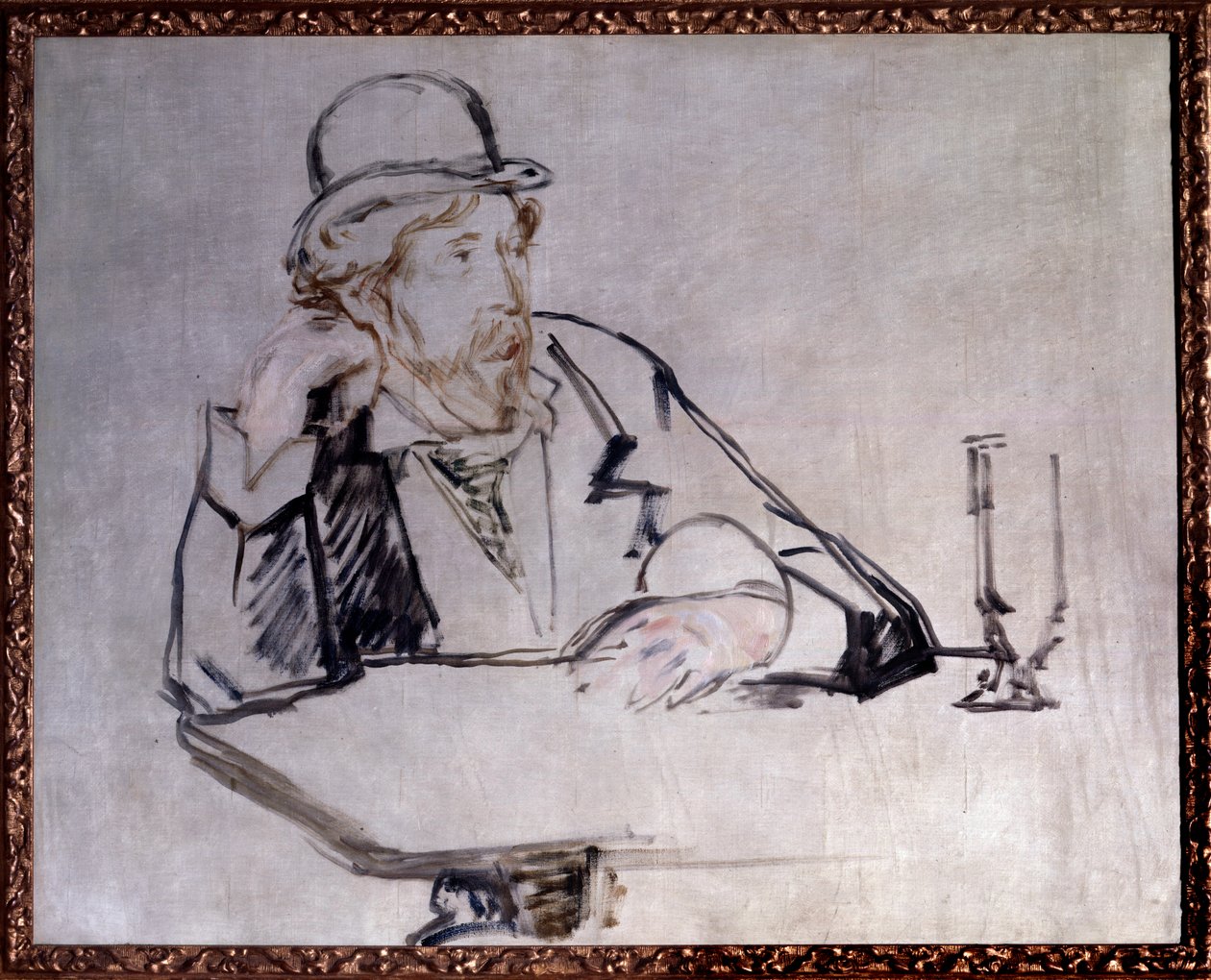 صورة للروائي الأيرلندي جورج مور (1852-1933) في المقهى رسم إدوارد مانيه (1832-1883) 1879 نيويورك. متحف الفن الحديث بواسطة إدوارد مانيه