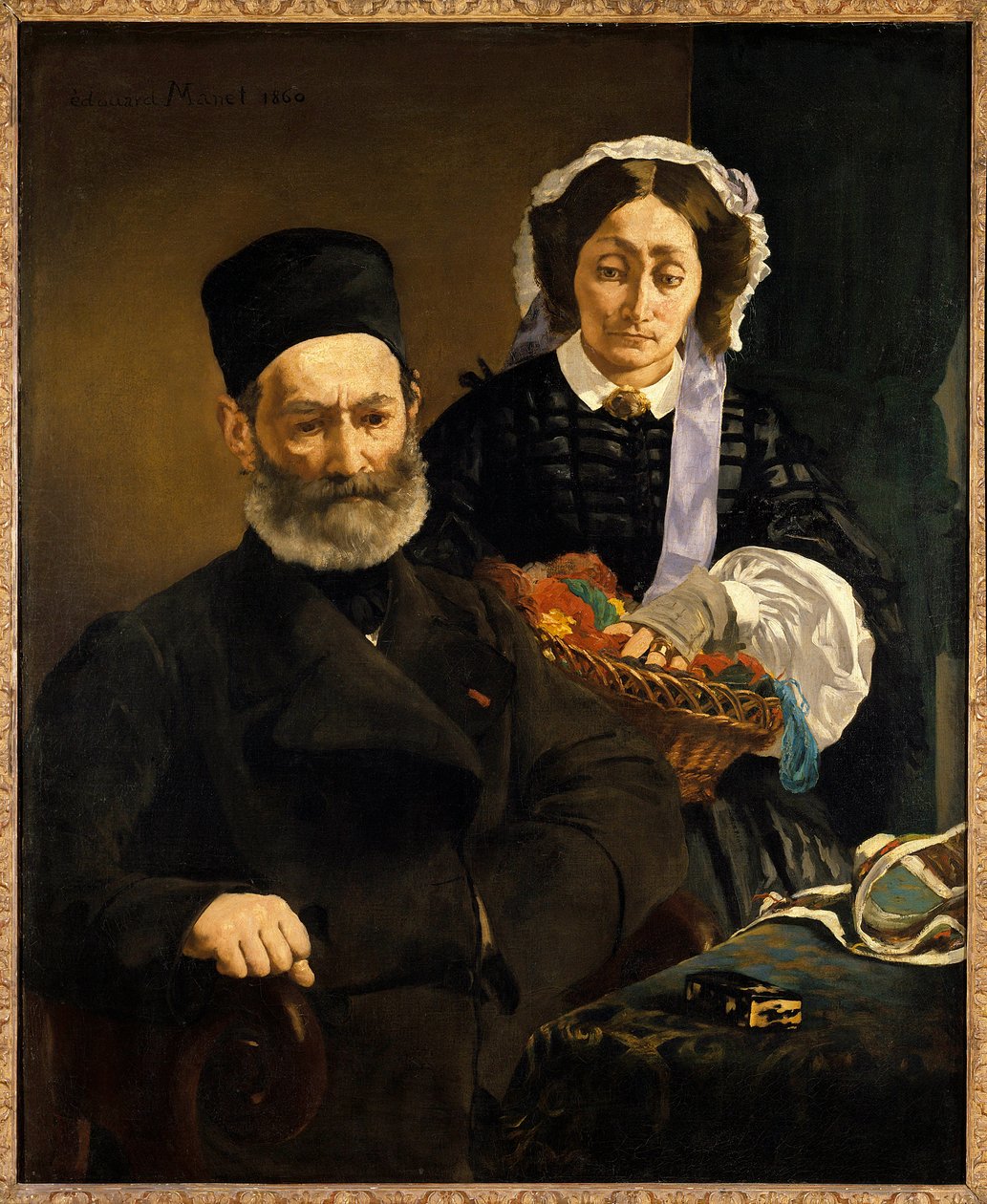 صور للسيد ومدام أوغست مانيه ، والدا الفنان لوحة إدوارد مانيه (1832-1883) 1860 صن. 1،1x0،9 م باريس ، متحف دورسيه بواسطة إدوارد مانيه
