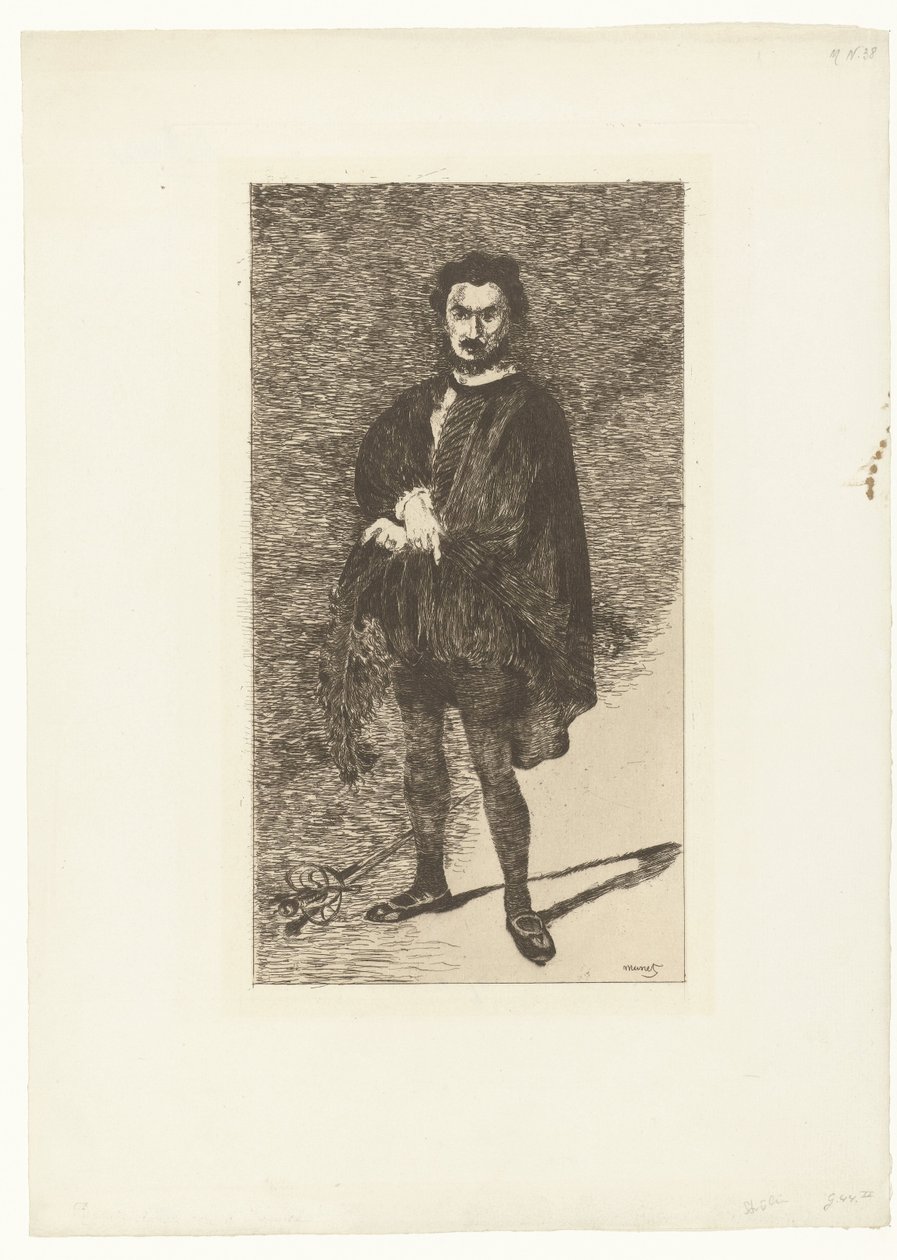 الممثل Portret van Philibert Rouvière في de rol van Hamlet روفيير في دور هاملت الفاعل المأساوي بواسطة إدوارد مانيه