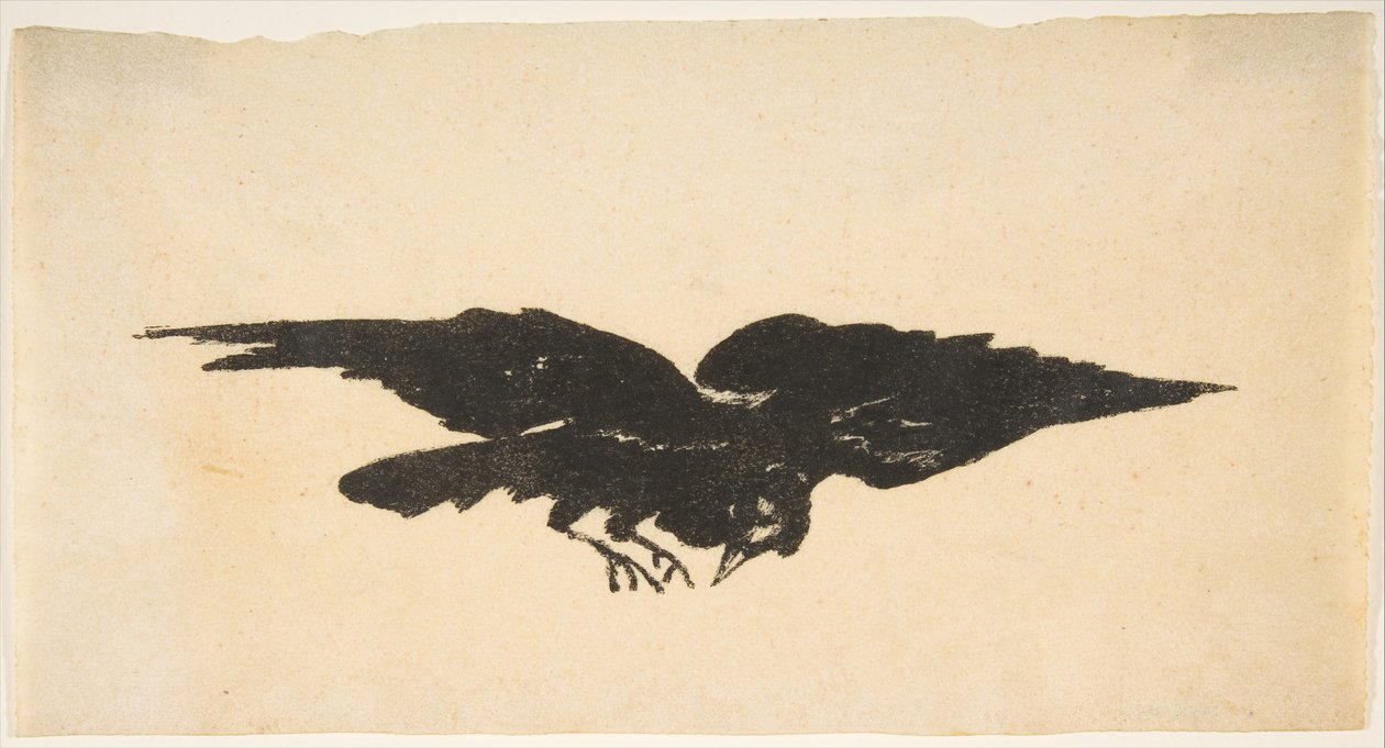 The Flying Raven ، Ex Libris لـ The Raven بواسطة Edgar Allan Poe ، 1875. بواسطة إدوارد مانيه