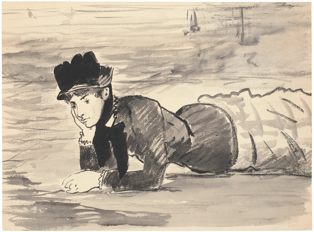 امرأة مستلقية على الشاطئ. انابيل لي ، كاليفورنيا 1881 بواسطة إدوارد مانيه