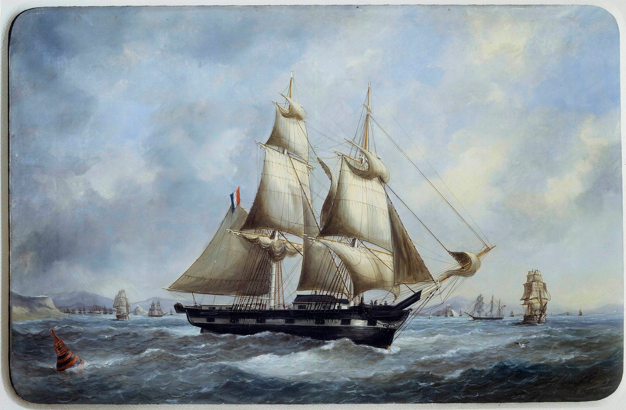 لبنة Bresilian تغادر ميناء Le Havre Aquarelle بواسطة Edouard Adam (1847-1929) من القرن التاسع عشر في باريس ، متحف دي لا مارين بواسطة إدوارد ماري آدم