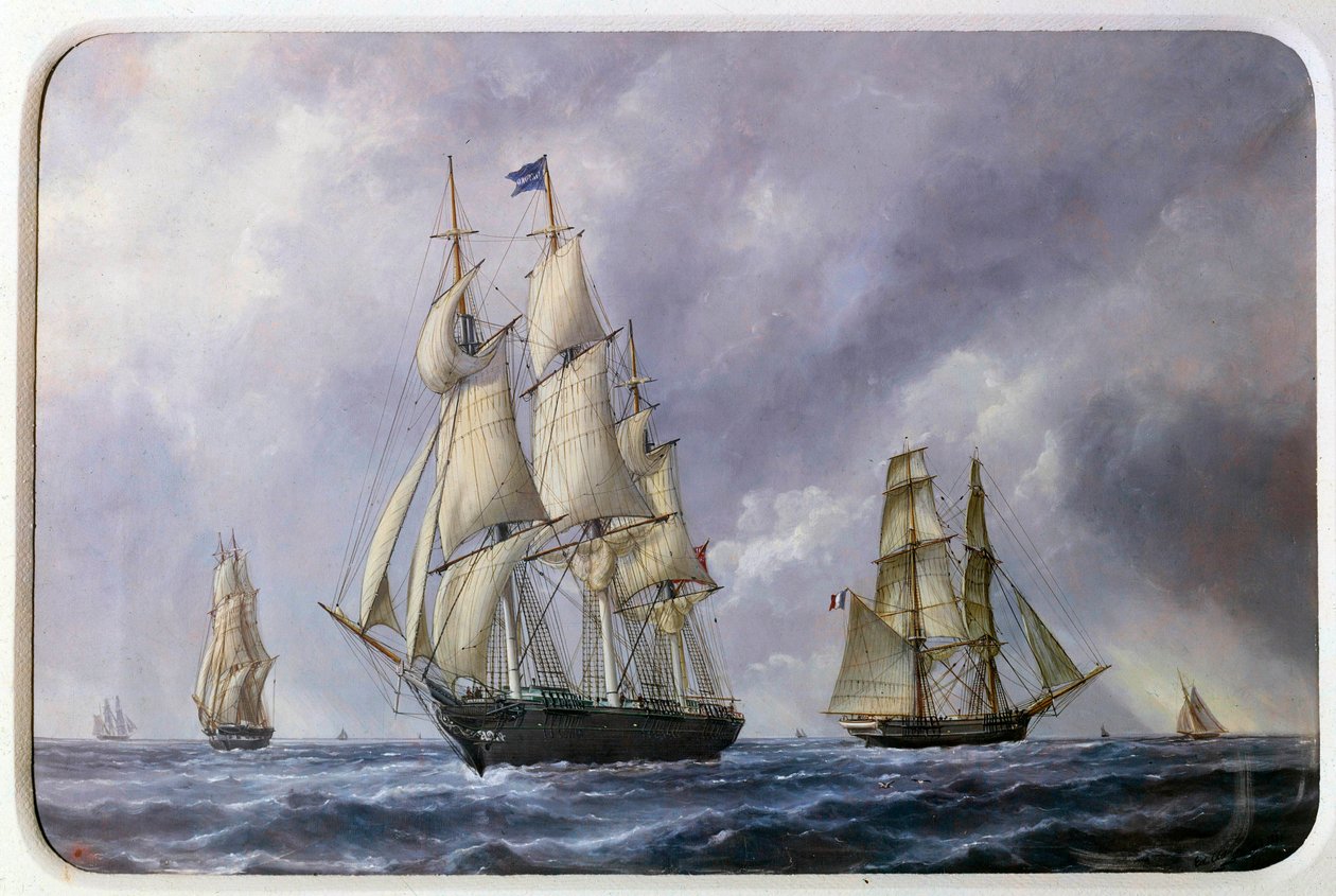 Three Mat English and Brick French in 1881 Watercolour by Edouard Adam (1847-1929) 1881 Paris, Musee de la Marine بواسطة إدوارد ماري آدم