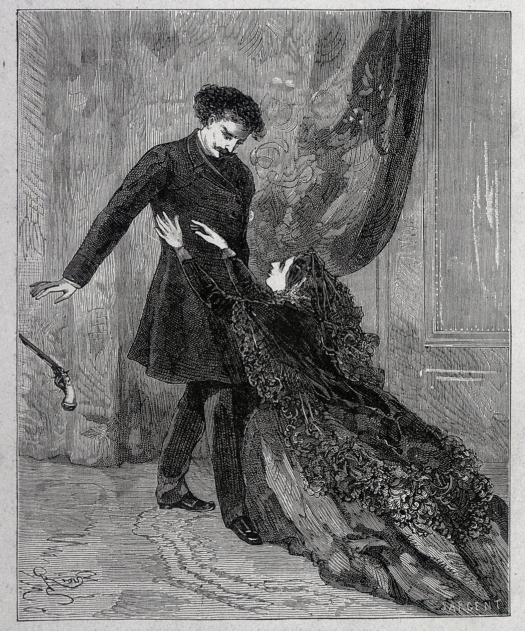 Edmond Dantes et Mercedes - نقش ريو في "" The Count of Monte Cristo "(Monte-Cristo) بقلم Alexandre Dumas pere (1802-1870) ، محرر. جول روف وسي بواسطة إدوارد ريو