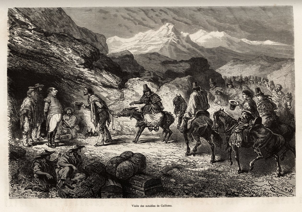 P.Marcoy finds a friend, who became a colonel of genie and post in a cave set near the lake of Cailloma, together they receive the visit of the city