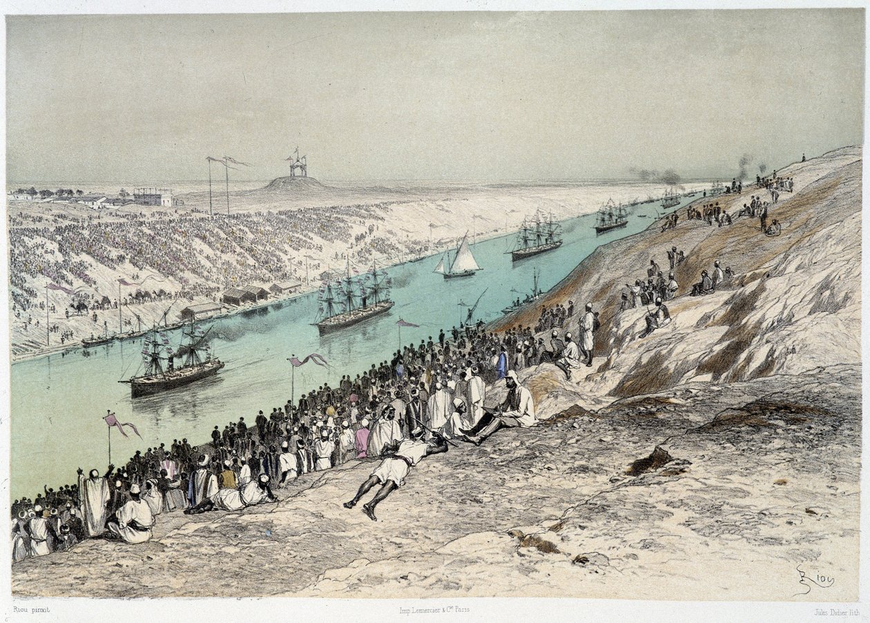 ممر إلى الجسر في افتتاح قناة السويس بواسطة ج. نيكول. 1869 بواسطة إدوارد ريو